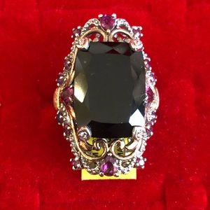 CLEARANCE 5 for $20 SALE 925 Cocktail Statement Ring BLACK STONE | Sz 6